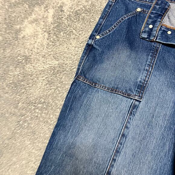 Loft Jeans Womens 32 /14  (35x26) The Straight High Rise Blue Cropped Button Fly - Picture 2 of 13